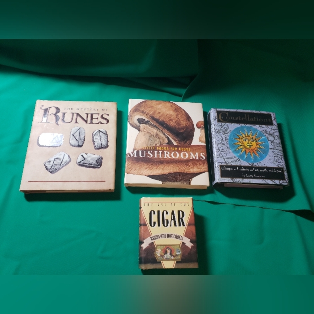 THE MYSTERY OF RUNES & LITTLE BOOKS FOR COOKS MUSHROOMS & CONSTELLATAT & CIGAR